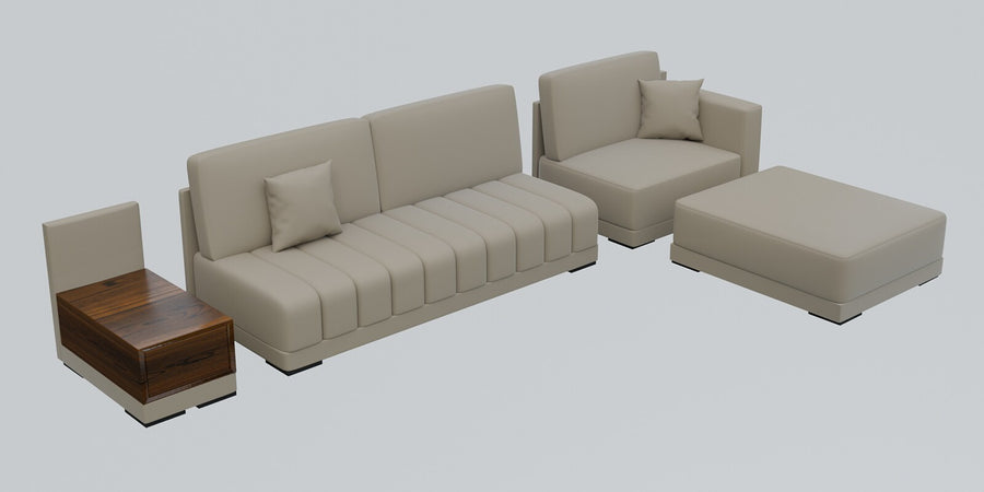 Joysa Velvet 6 Seater Sectional Sofa In Echo Grey Colour - Febonic Living