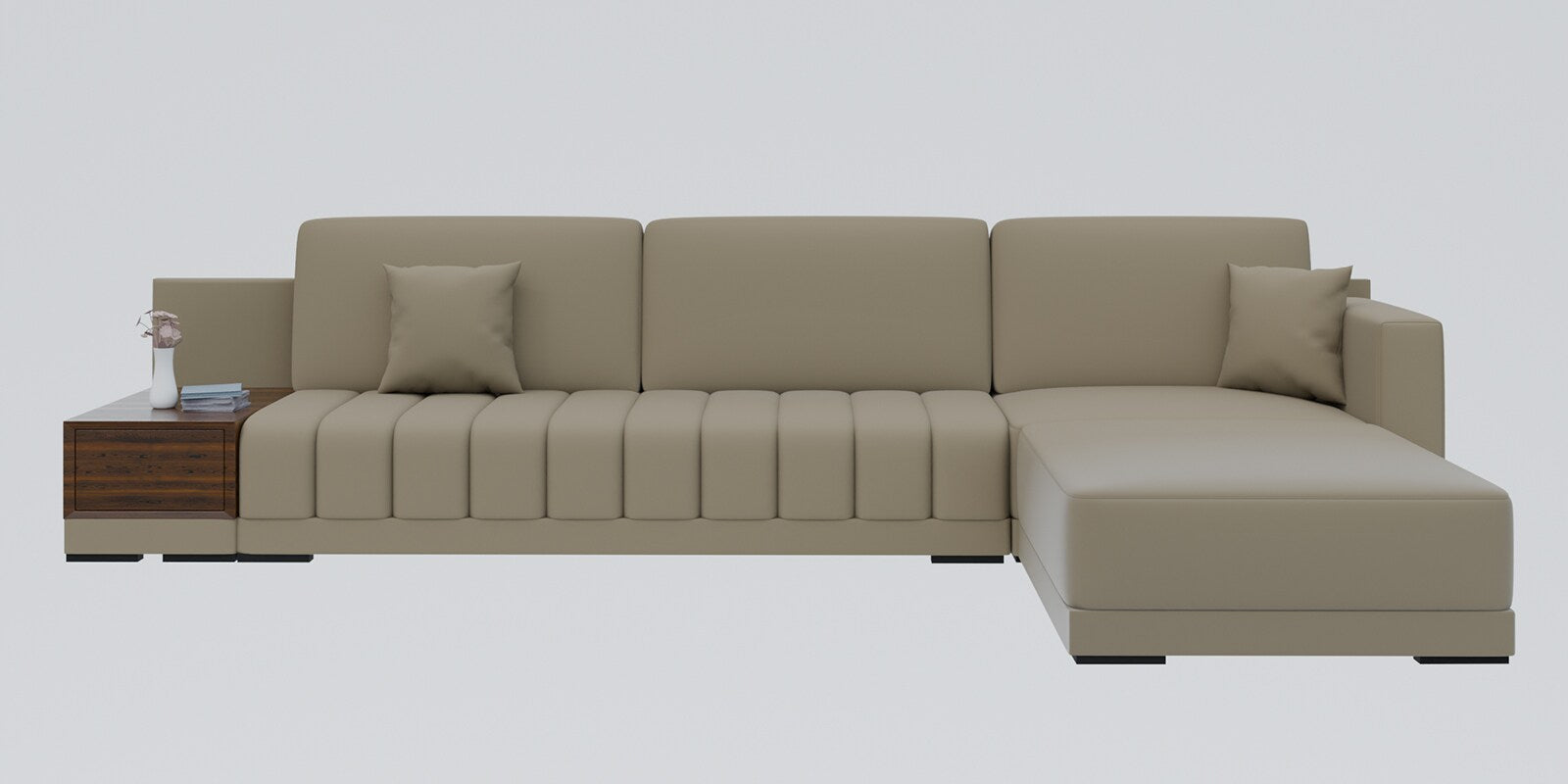 Joysa Velvet 6 Seater Sectional Sofa In Echo Grey Colour By Febonic Living