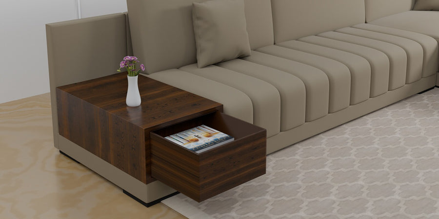 Joysa Velvet 6 Seater Sectional Sofa In Echo Grey Colour - Febonic Living