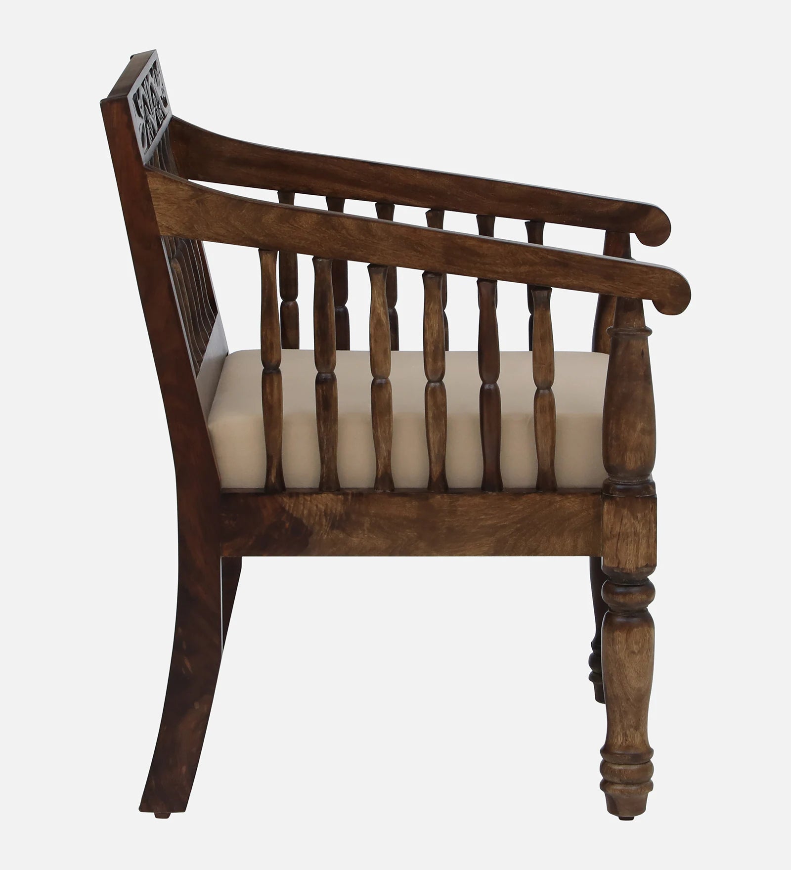 Omat Sheesham Wood 1 Seater Sofa In Provincial Teak Finish - Febonic Living