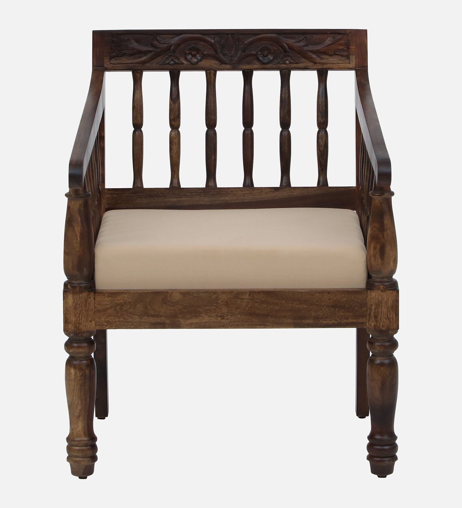 Omat Sheesham Wood 1 Seater Sofa In Provincial Teak Finish - Febonic Living