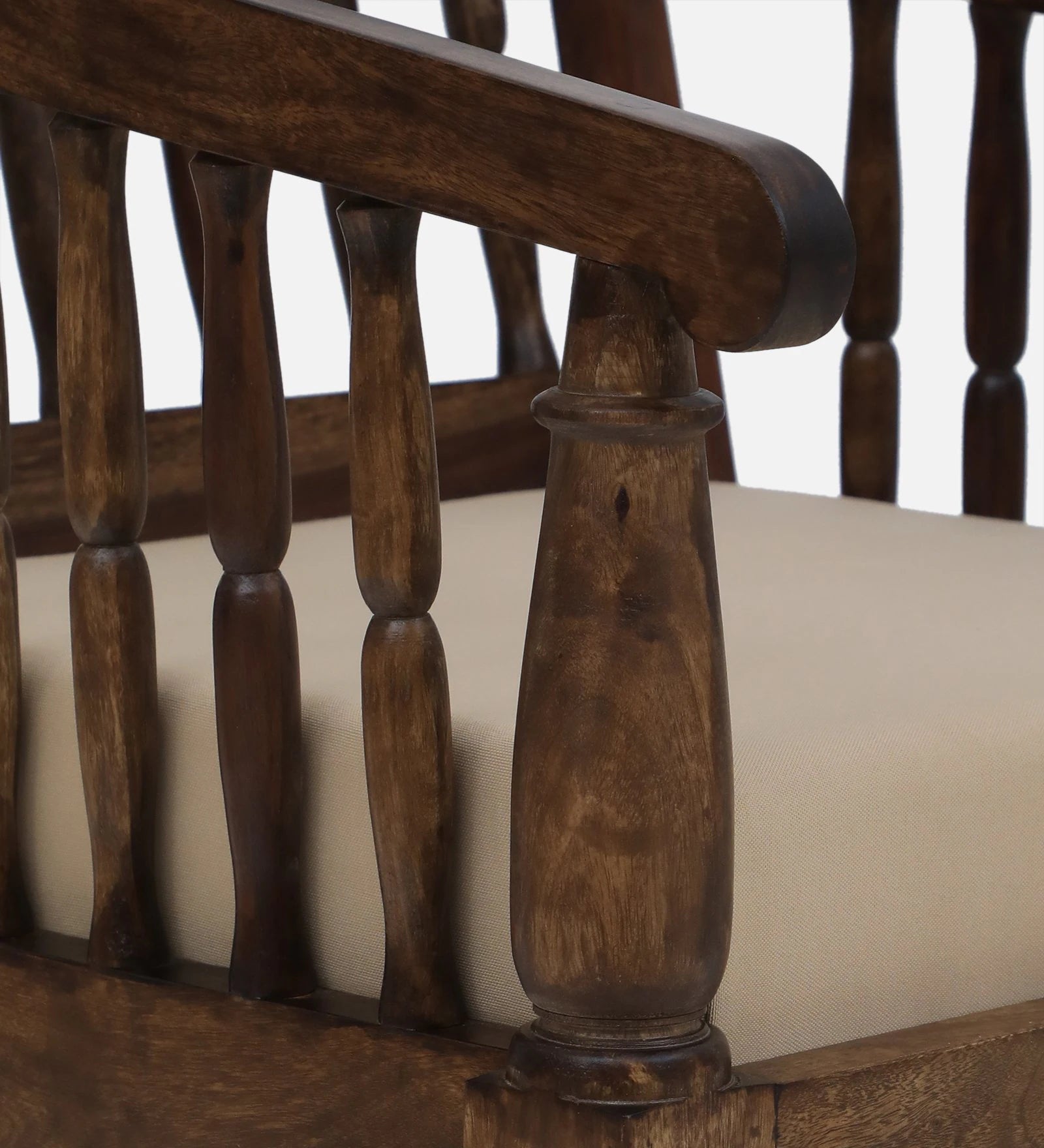 Omat Sheesham Wood 1 Seater Sofa In Provincial Teak Finish - Febonic Living
