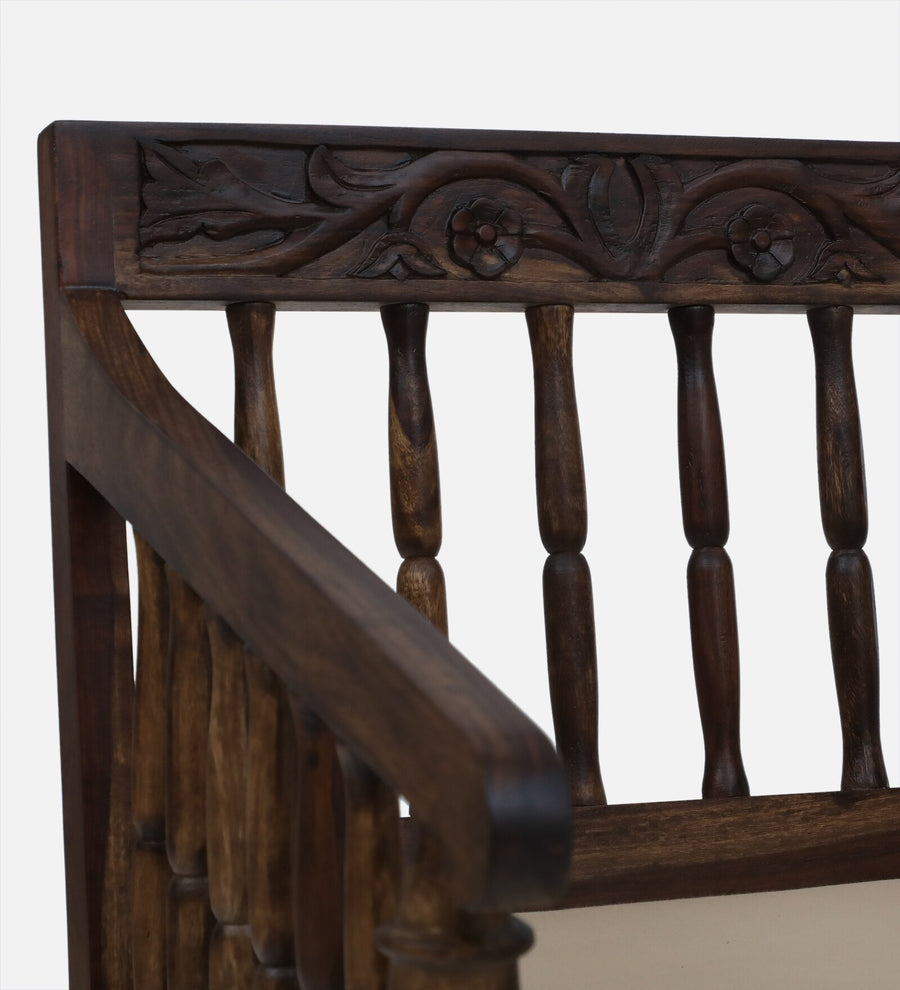 Omat Sheesham Wood 1 Seater Sofa In Provincial Teak Finish - Febonic Living