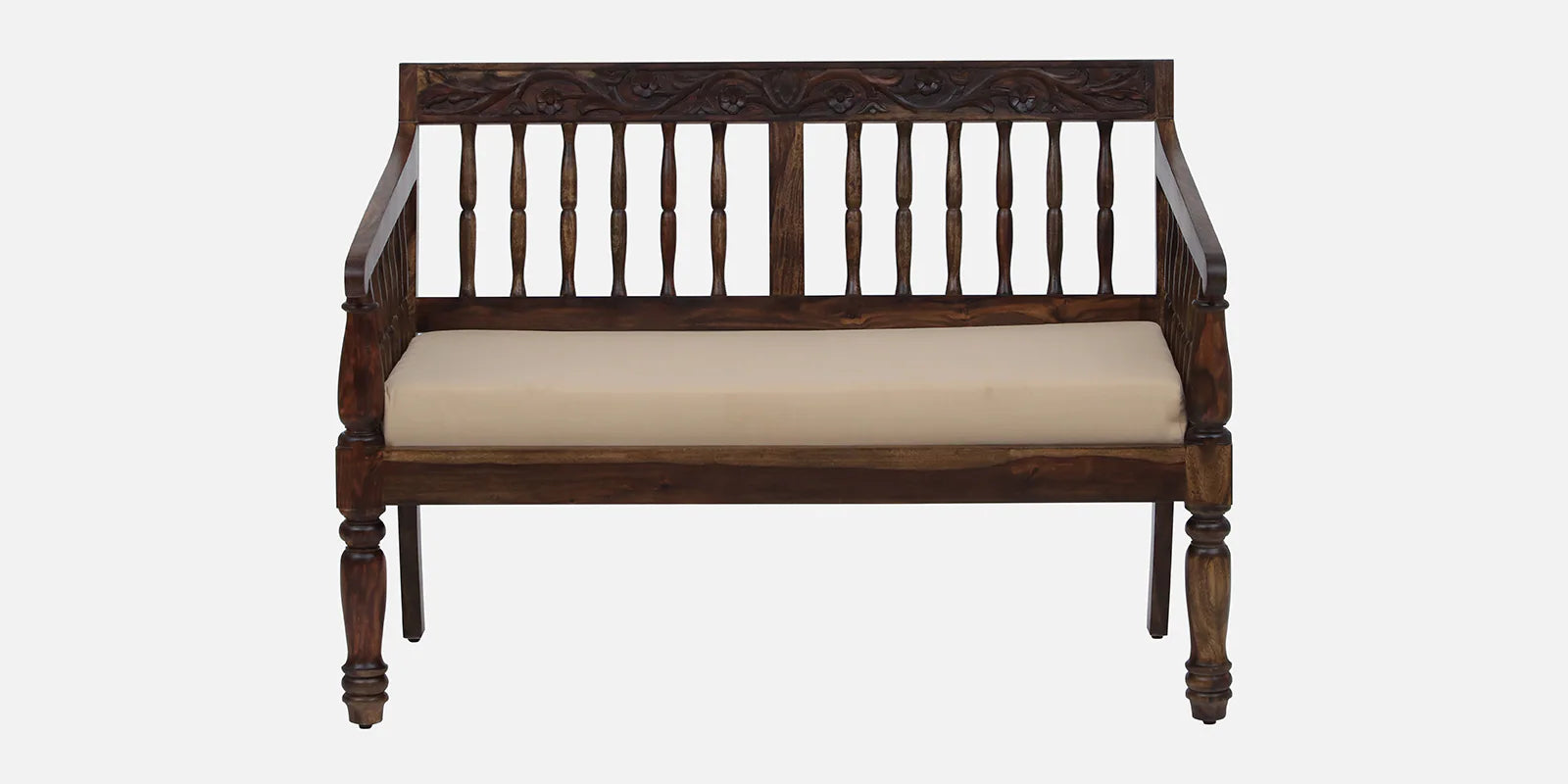 Omat Sheesham Wood 2 Seater Sofa In Provincial Teak Finish - Febonic Living