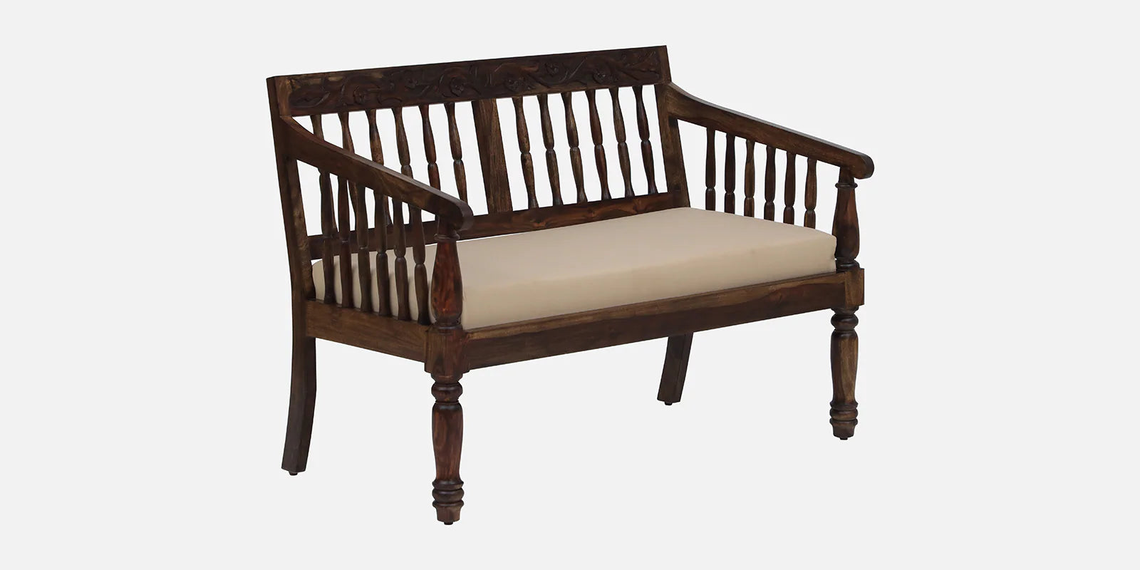 Omat Sheesham Wood 2 Seater Sofa In Provincial Teak Finish - Febonic Living