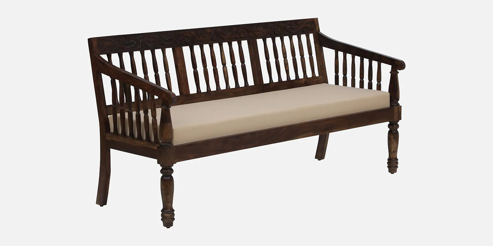 Omat Sheesham Wood 3 Seater Sofa In Provincial Teak Finish - Febonic Living