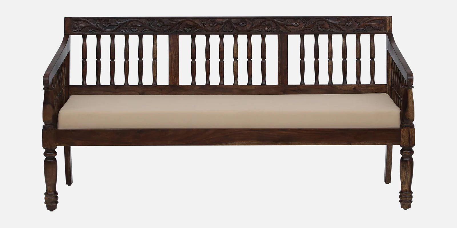 Omat Sheesham Wood 3 Seater Sofa In Provincial Teak Finish - Febonic Living