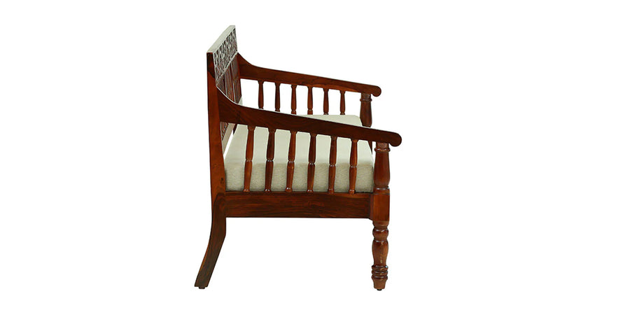 Omat Sheesham Wood 3 Seater Sofa In Honey Oak Finish - Febonic Living