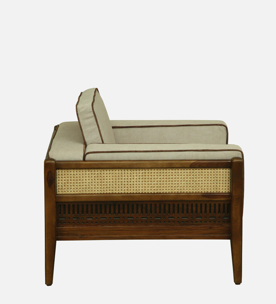 Gildin Sheesham Wood 1 Seater Sofa In Beige Colour - Febonic Living
