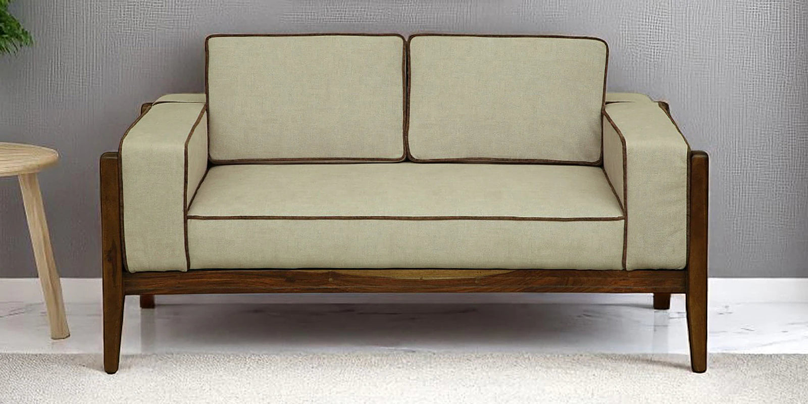 Gildin Sheesham Wood 2 Seater Sofa In Beige Colour