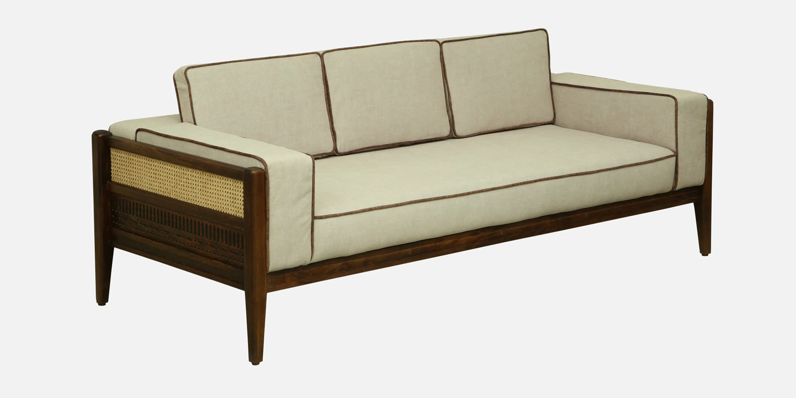 Gildin Sheesham Wood 3 Seater Sofa In Beige Colour
