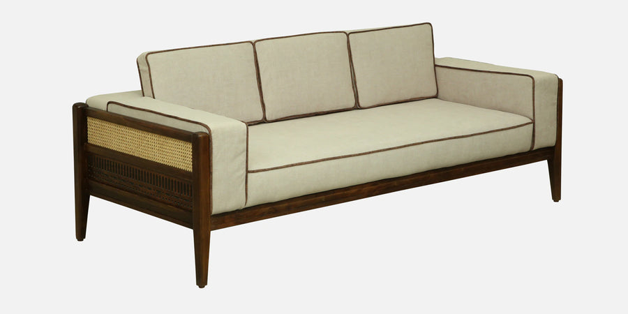 Gildin Sheesham Wood 3 Seater Sofa In Beige Colour - Febonic Living