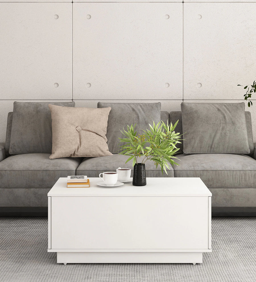 Kisar Coffee Table In Frosty White Finish - Febonic Living