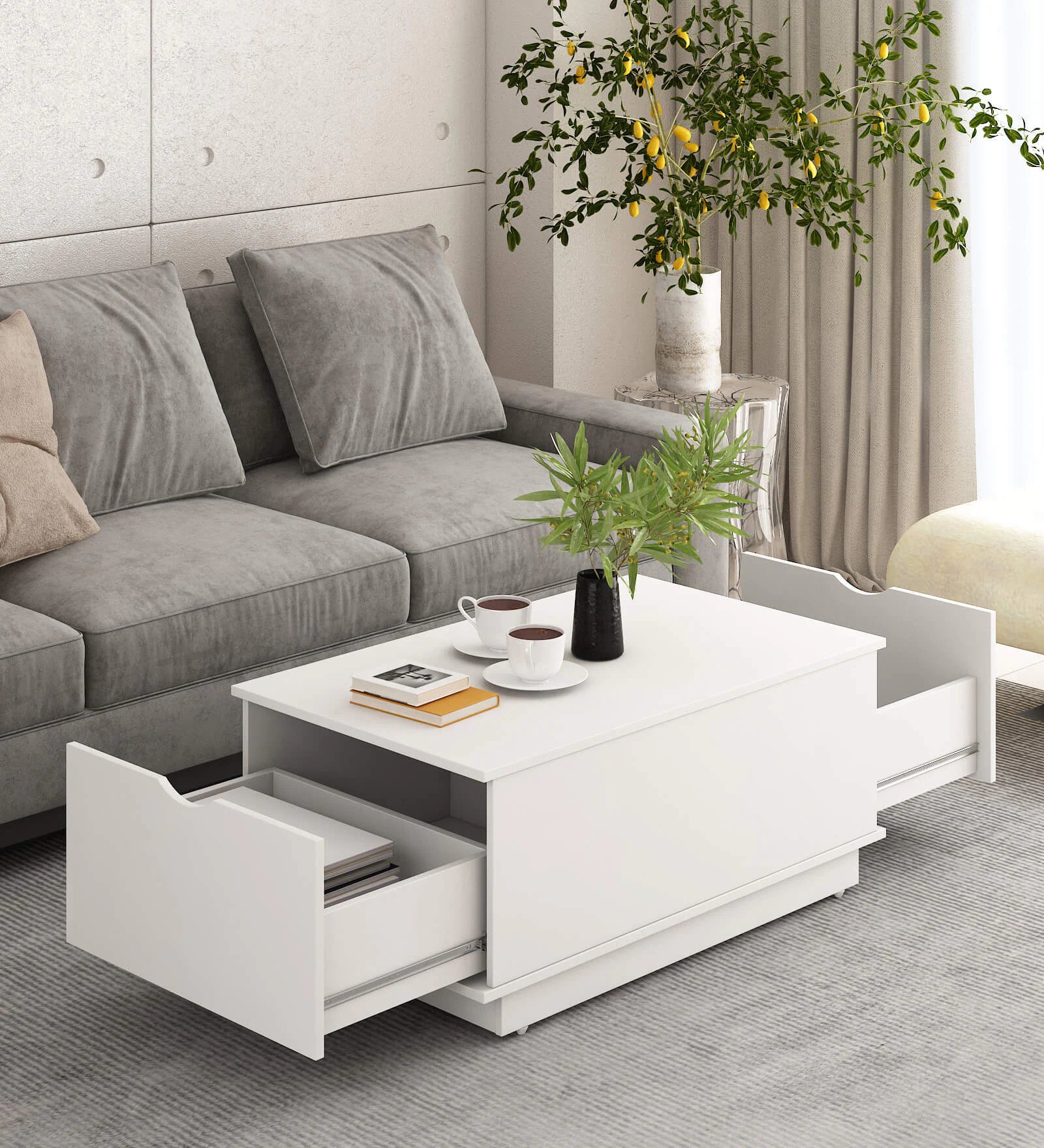 Leoc Coffee Table In Frosty White Finish