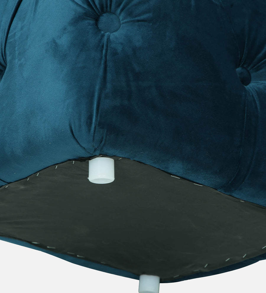 Boya Velvet Pouffe In Blue Colour - Febonic Living