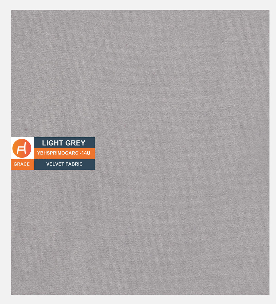 Umma Velvet Upholstered Single Size Bed In Light Grey Colour - Febonic Living