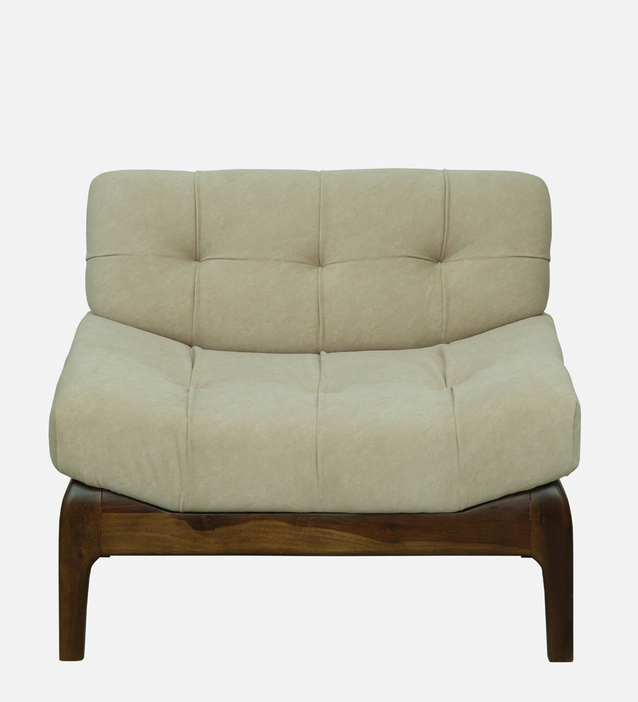 Tiki Sheesham Wood 1 Seater Sofa In Beige Colour - Febonic Living