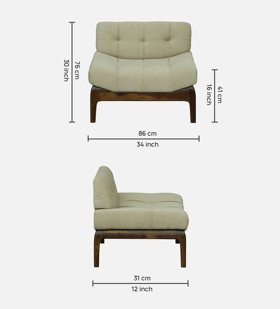 Tiki Sheesham Wood 1 Seater Sofa In Beige Colour - Febonic Living