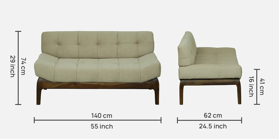 Tiki Sheesham Wood 2 Seater Sofa In Beige Colour - Febonic Living