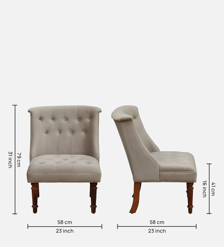 Ludovic Velvet Slipper Chair In Beige Colour - Febonic Living