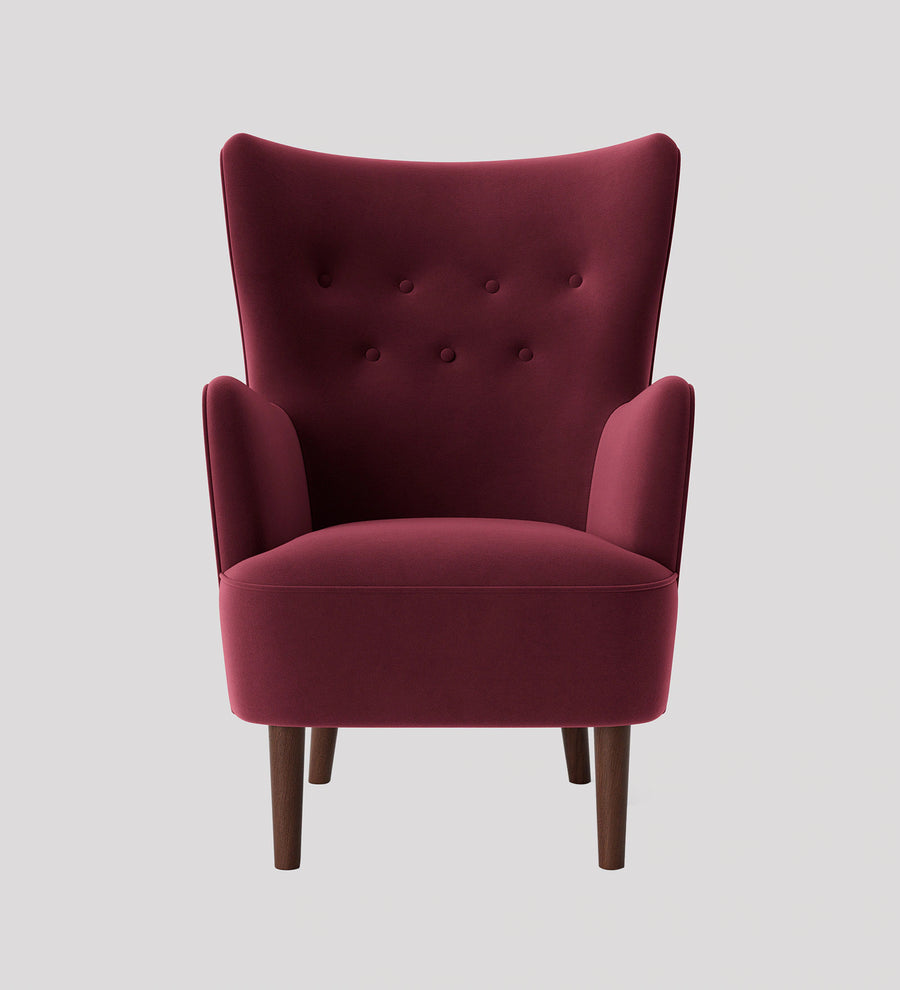 Mash Velvet Wing Chair In Maroon Colour - Febonic Living