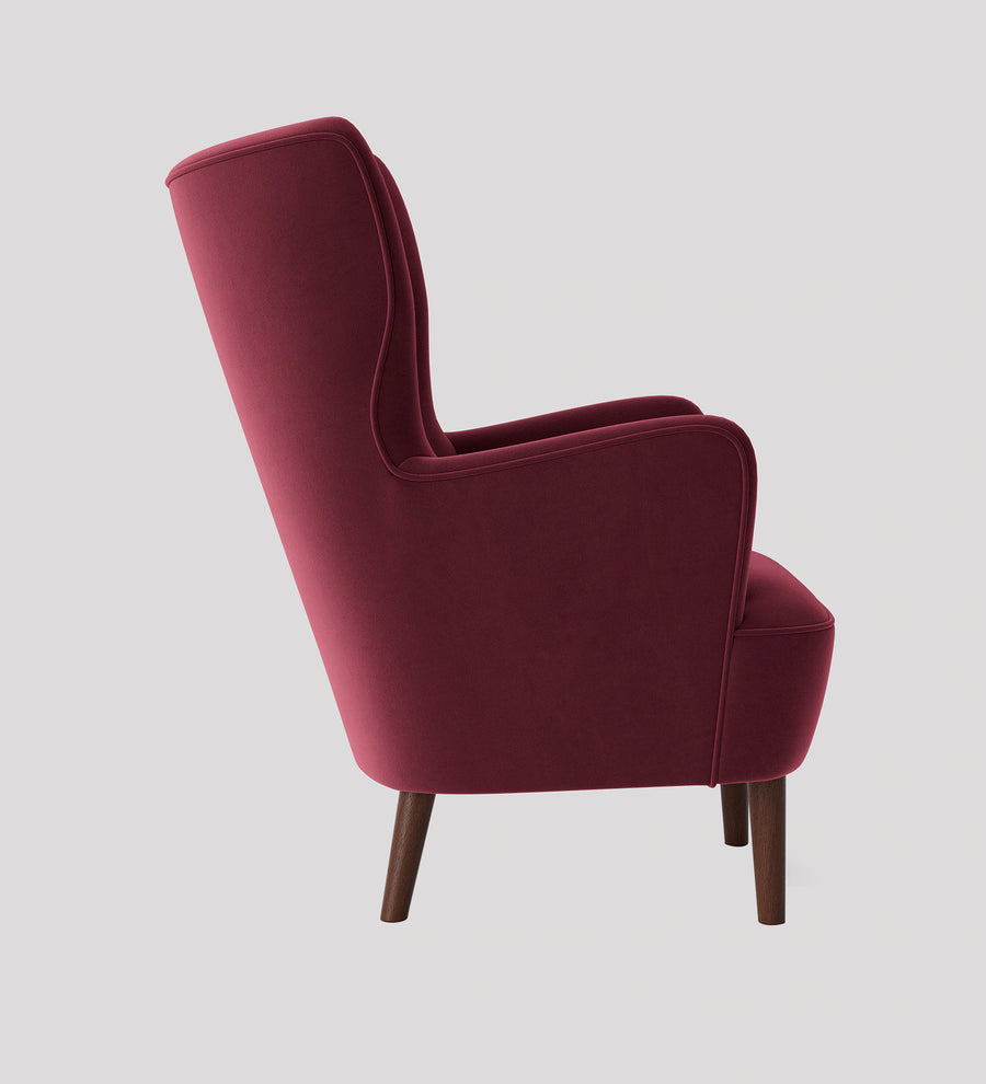 Mash Velvet Wing Chair In Maroon Colour - Febonic Living