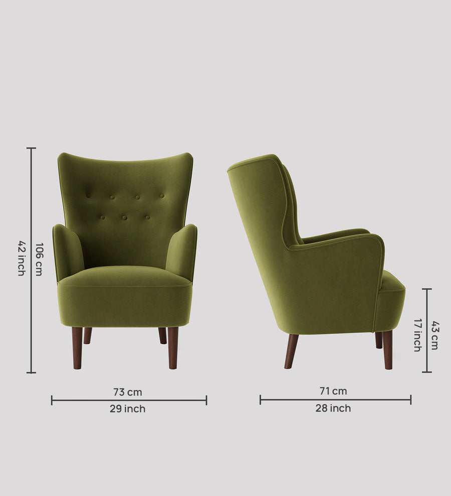 Mash Velvet Wing Chair In Mint Green Colour - Febonic Living