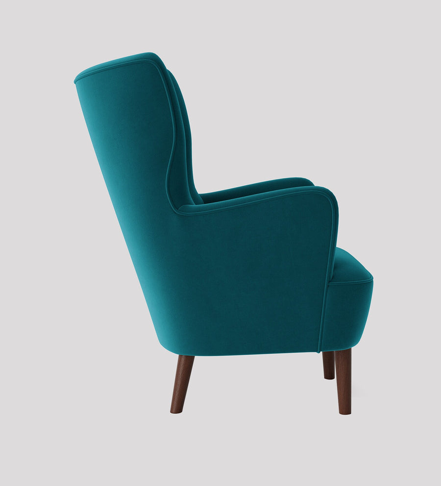 Mash Velvet Wing Chair In Teal Blue Colour - Febonic Living