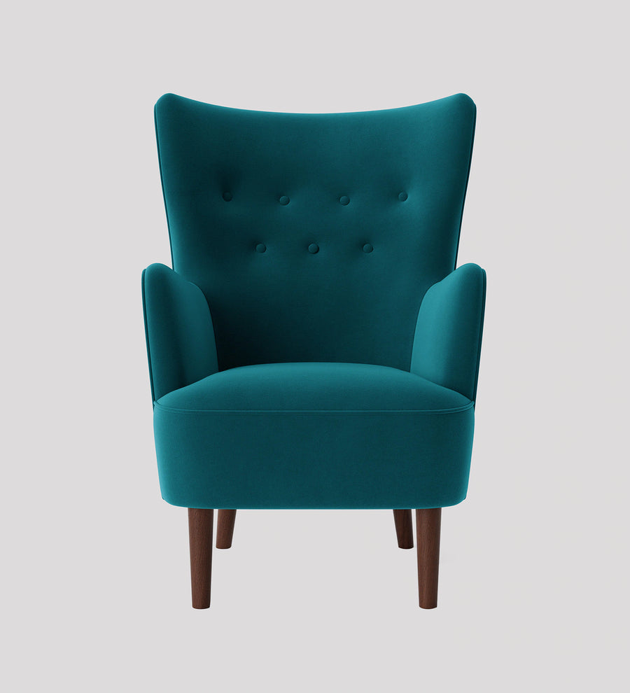 Mash Velvet Wing Chair In Teal Blue Colour - Febonic Living