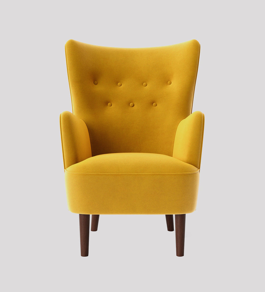 Mash Velvet Wing Chair In Yellow Colour - Febonic Living