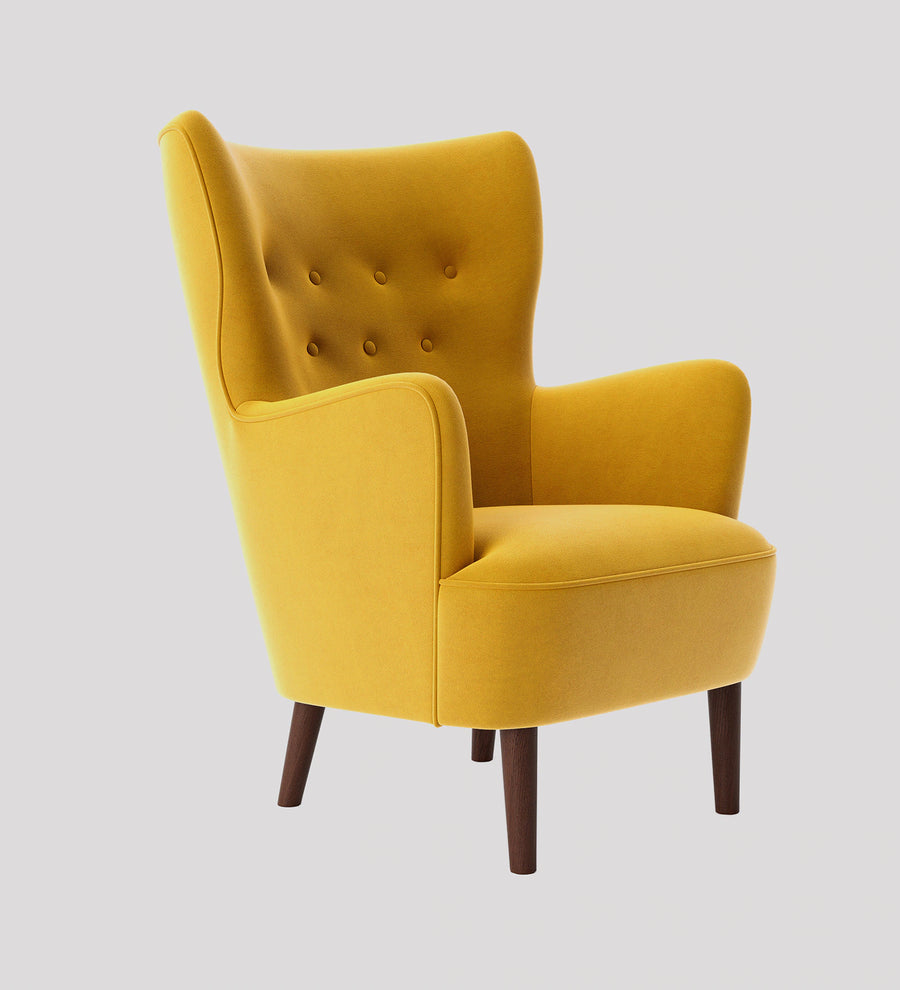 Mash Velvet Wing Chair In Yellow Colour - Febonic Living