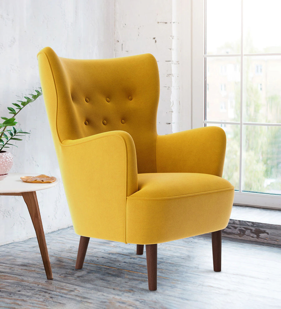 Mash  Wing Velvet Chair - Yellow by Febonic Living