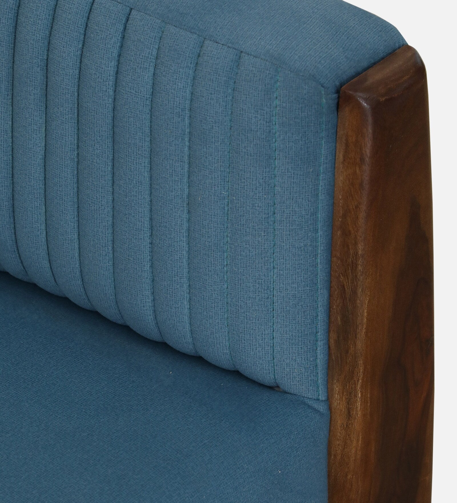 Jisma Sheesham Wood 1 Seater Sofa In Blue Colour - Febonic Living