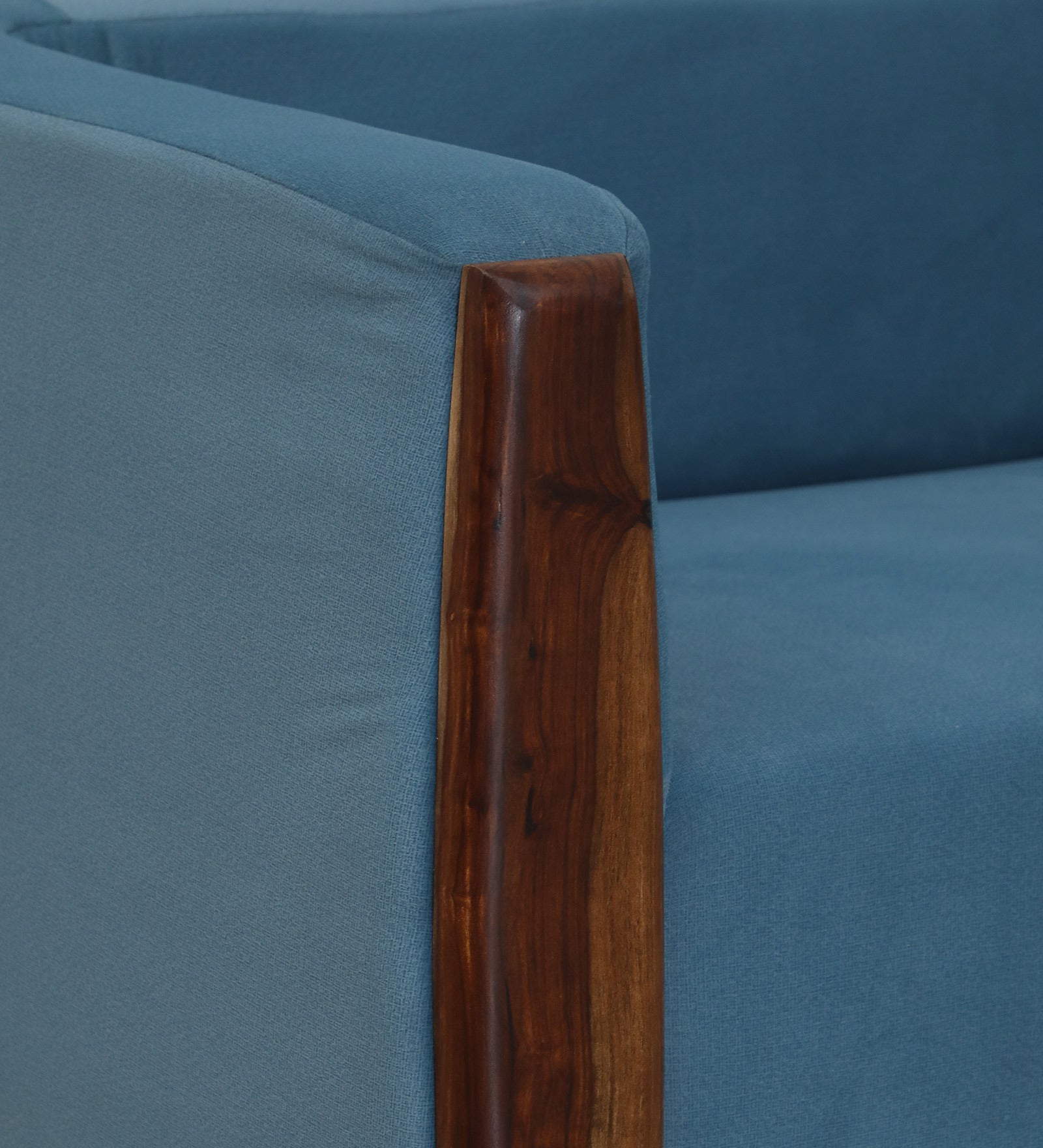 Jisma Sheesham Wood 1 Seater Sofa In Blue Colour - Febonic Living