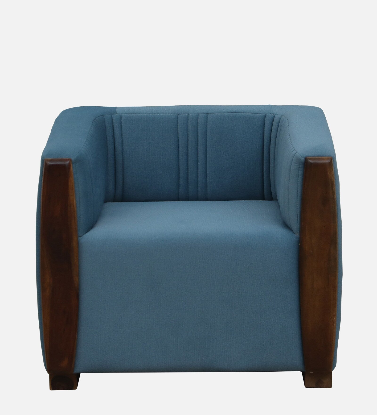 Jisma Sheesham Wood 1 Seater Sofa In Blue Colour - Febonic Living