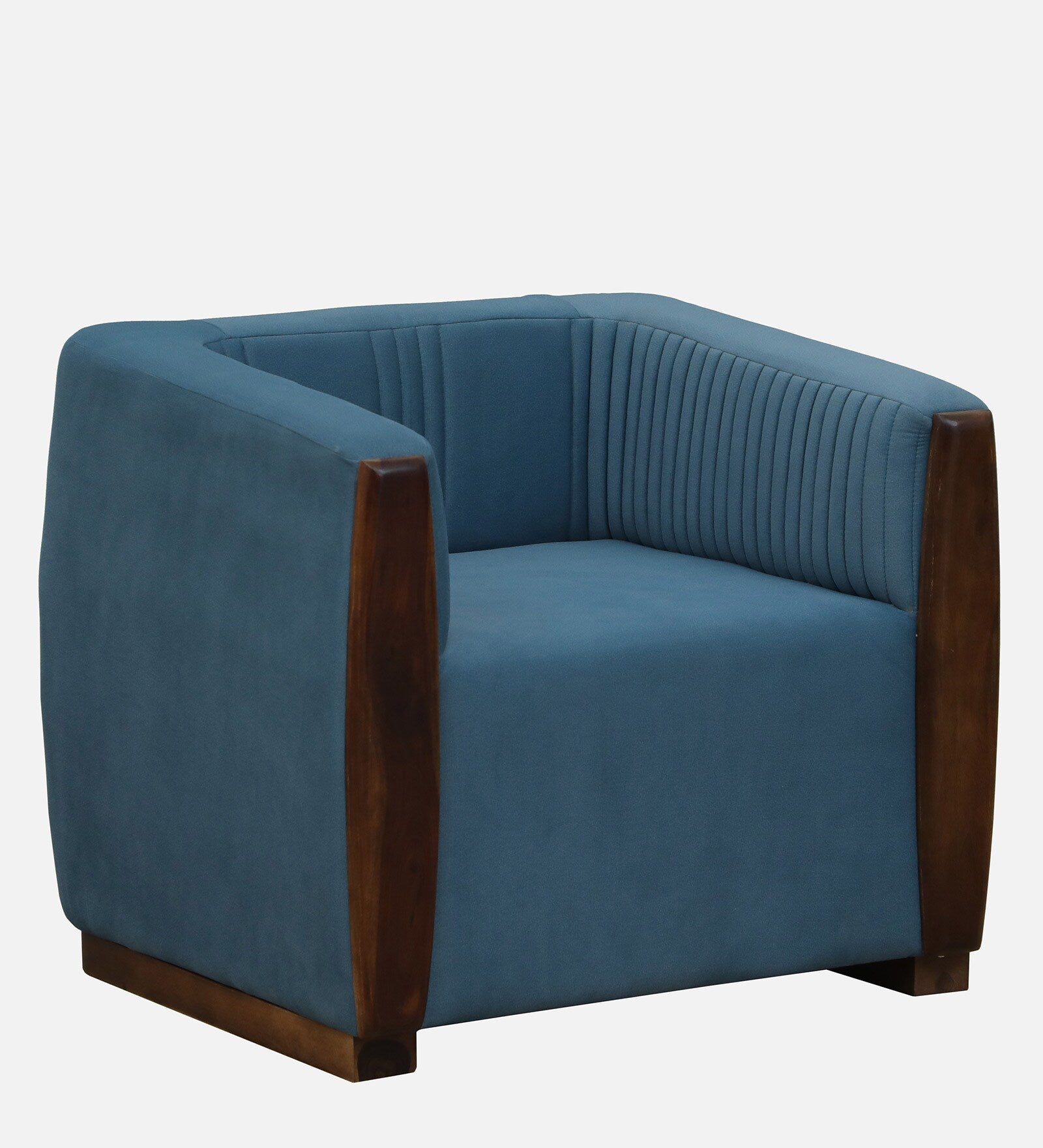 Jisma Sheesham Wood 1 Seater Sofa In Blue Colour - Febonic Living