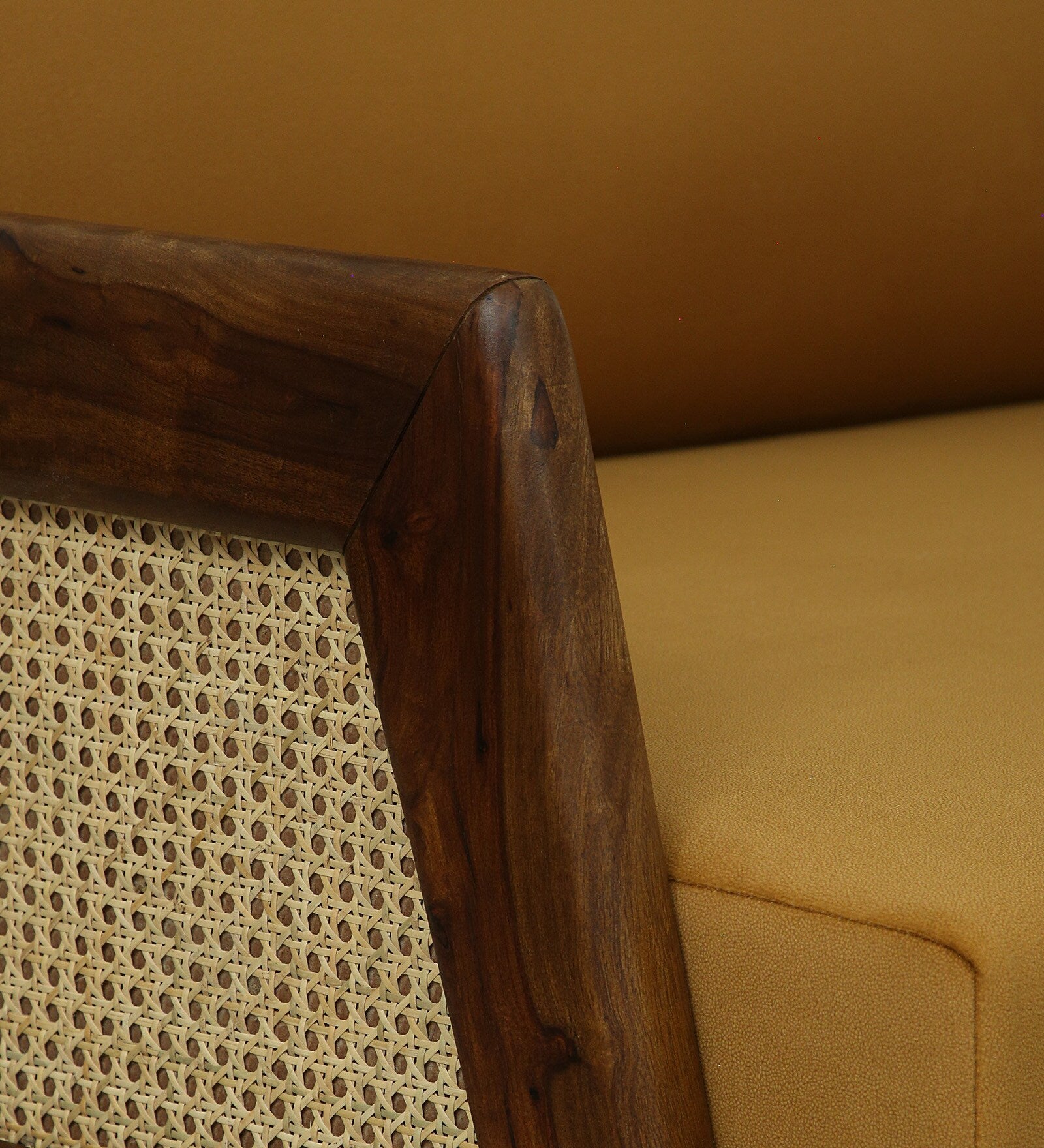 Opal Sheesham Wood 1 Seater Sofa In Mustard Colour