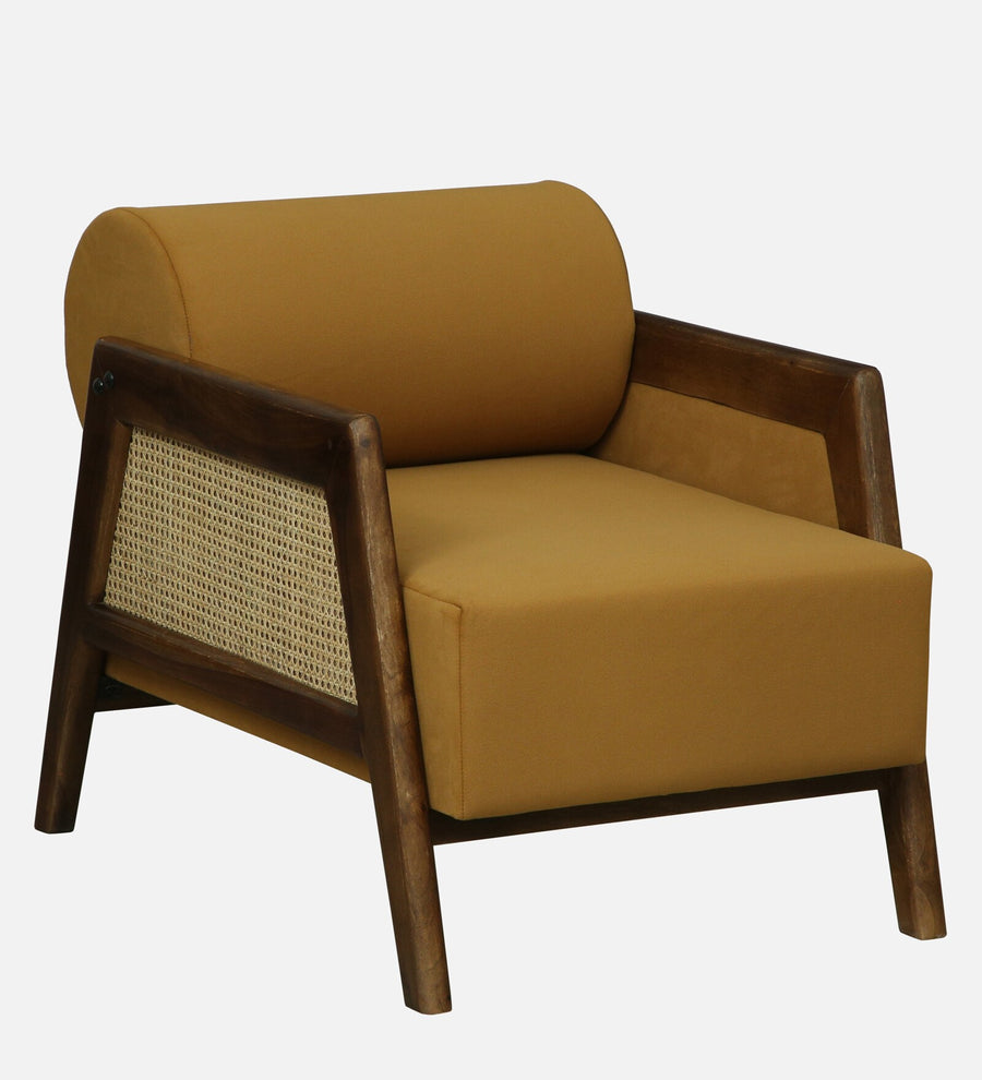 Opal Sheesham Wood 1 Seater Sofa In Mustard Colour - Febonic Living