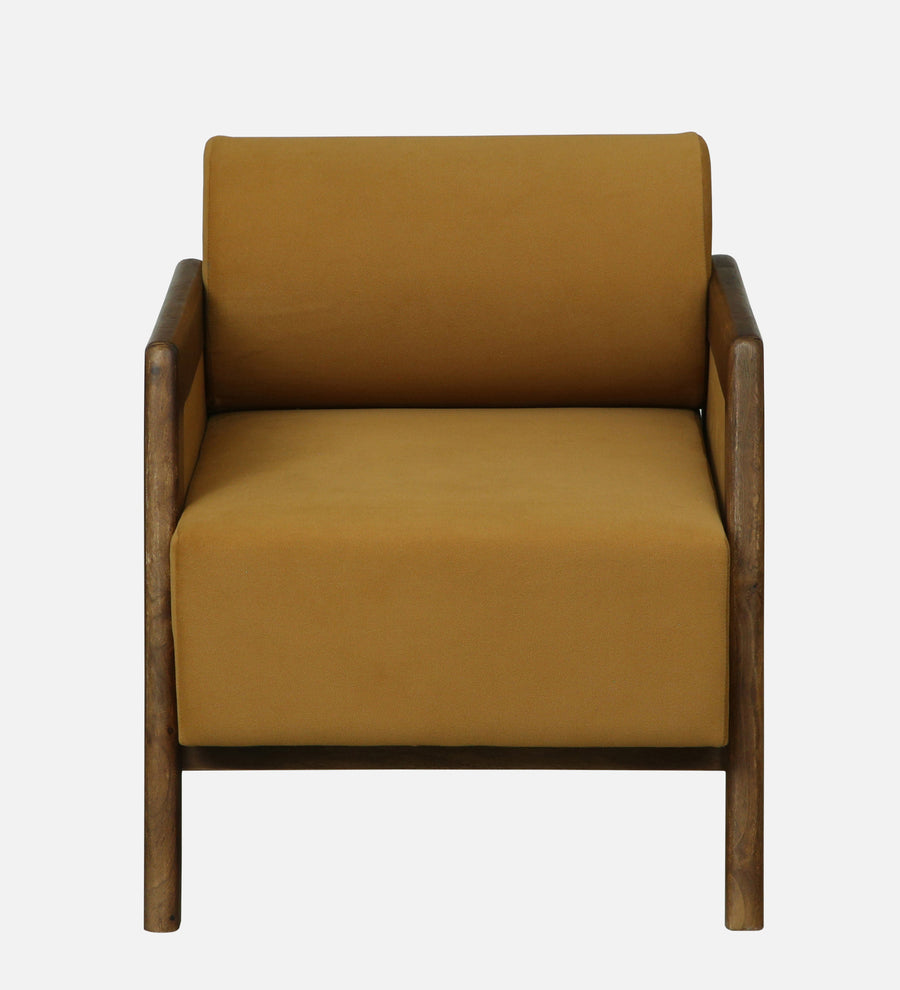 Opal Sheesham Wood 1 Seater Sofa In Mustard Colour - Febonic Living