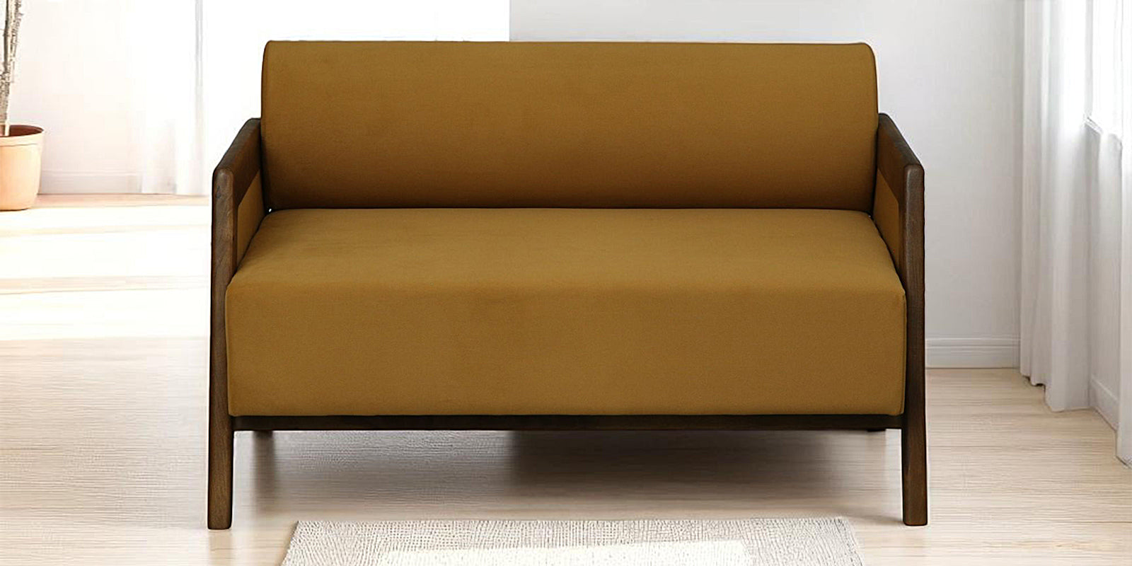 Opal Sheesham Wood 2 Seater Sofa In Mustard Colour