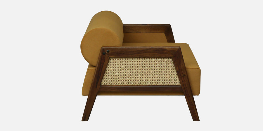 Opal Sheesham Wood 2 Seater Sofa In Mustard Colour - Febonic Living
