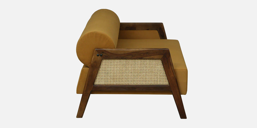 Opal Sheesham Wood 3 Seater Sofa In Mustard Colour - Febonic Living