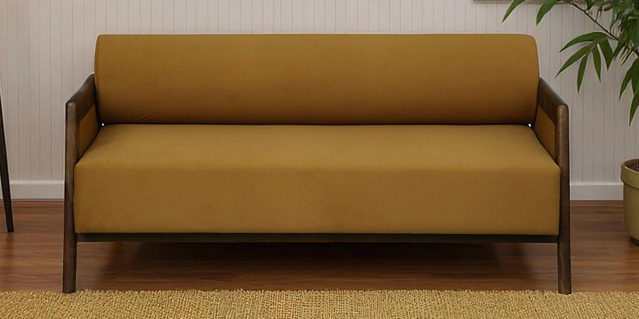 Opal Sheesham Wood 3 Seater Sofa In Mustard Colour - Febonic Living