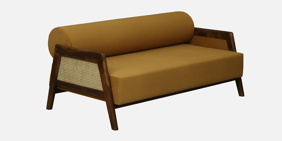 Opal Sheesham Wood 3 Seater Sofa In Mustard Colour - Febonic Living