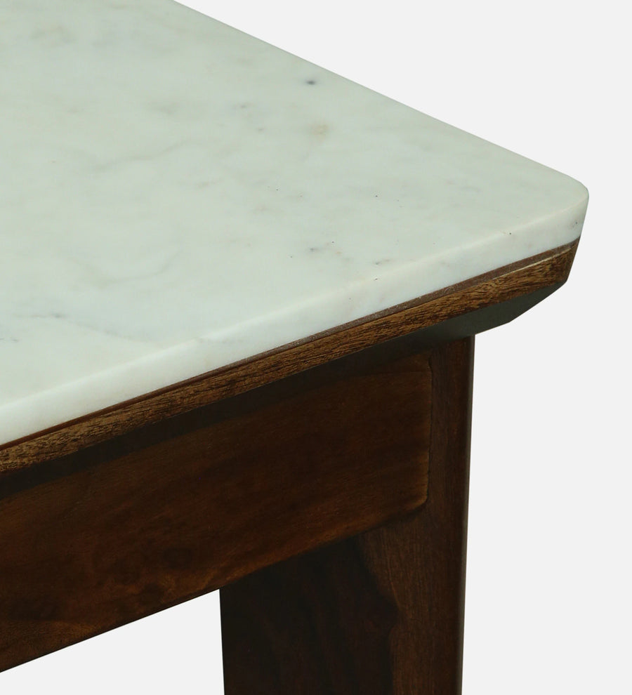 Mayer Sheesham Wood 4 Seater Dining Set With Marble Top In Provincial Teak Finishh - Febonic Living