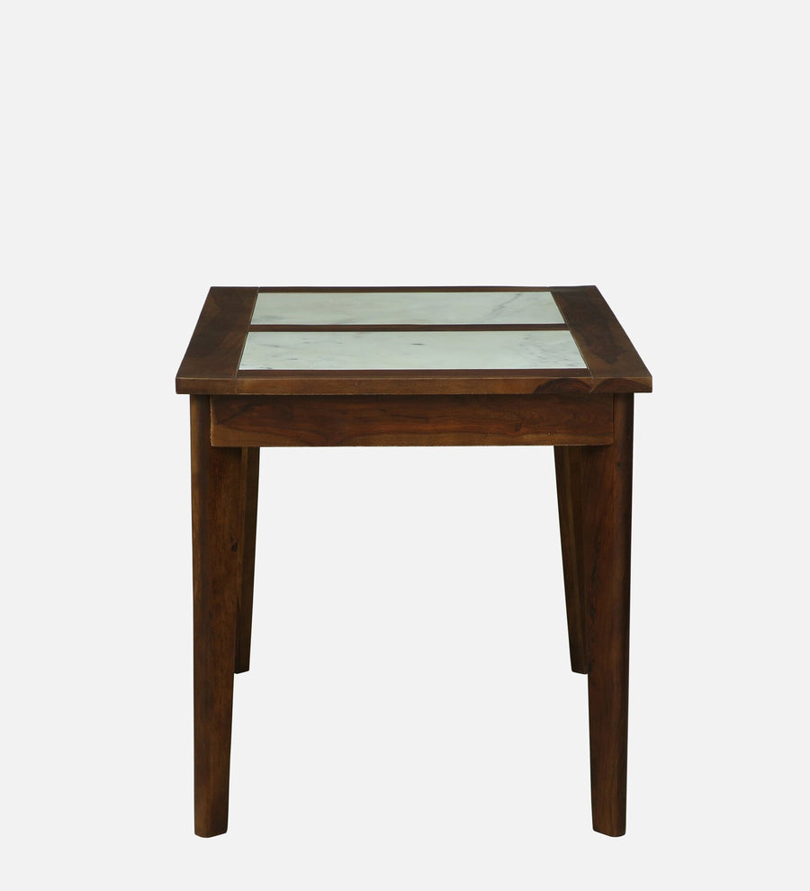 Mayer Sheesham Wood 4 Seater Dining Set With Marble Top In Provincial Teak Finish - Febonic Living