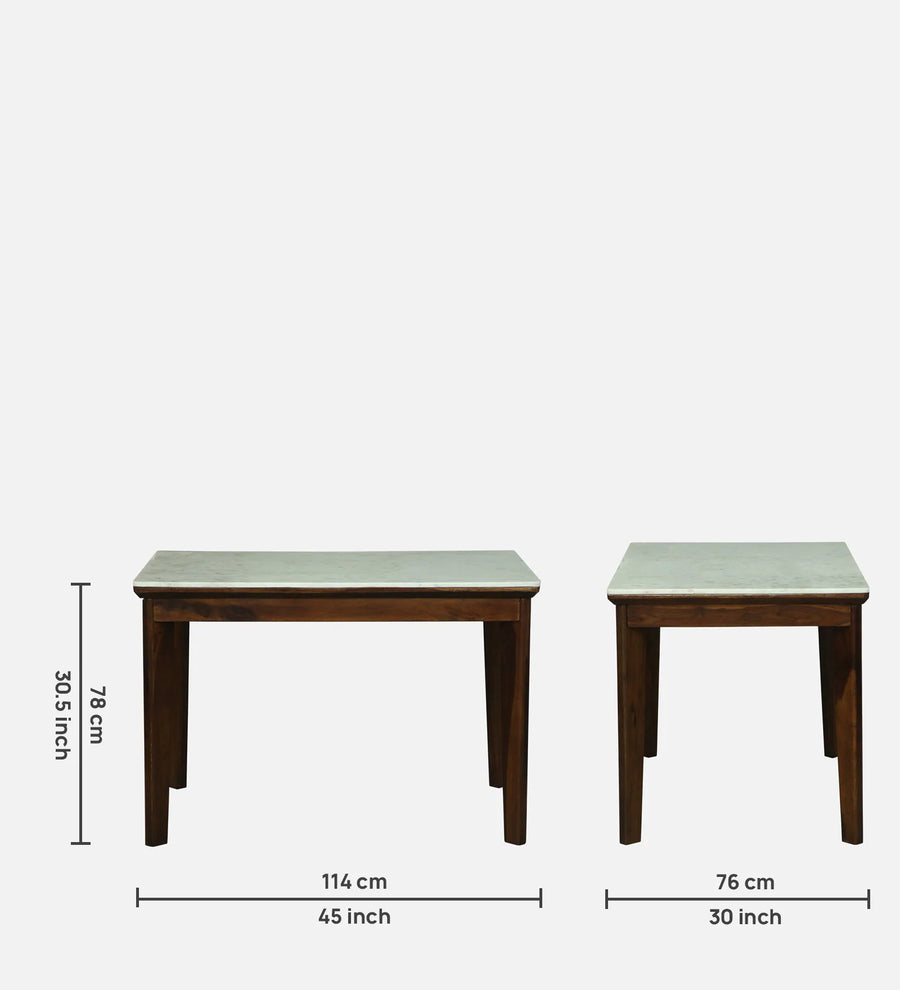 Mayer Sheesham Wood 4 Seater Dining Set With Marble Top In Provincial Teak Finishh - Febonic Living