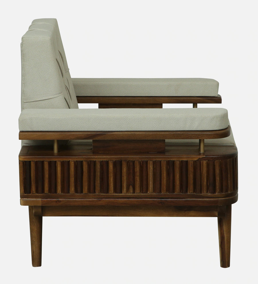 Seravu Sheesham Wood 1 Seater Sofa In Beige Colour - Febonic Living