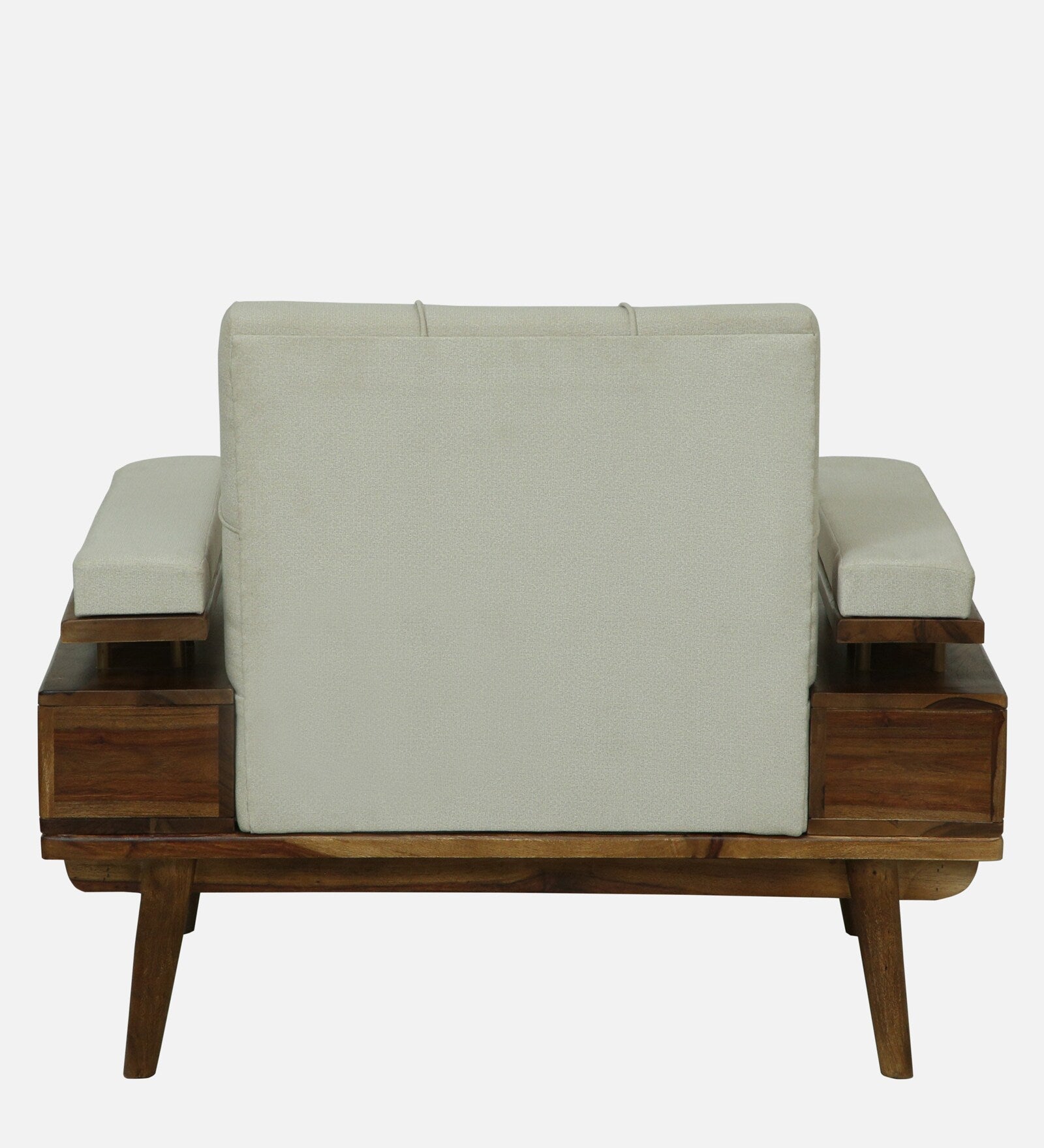 Seravu Sheesham Wood 1 Seater Sofa In Beige Colour