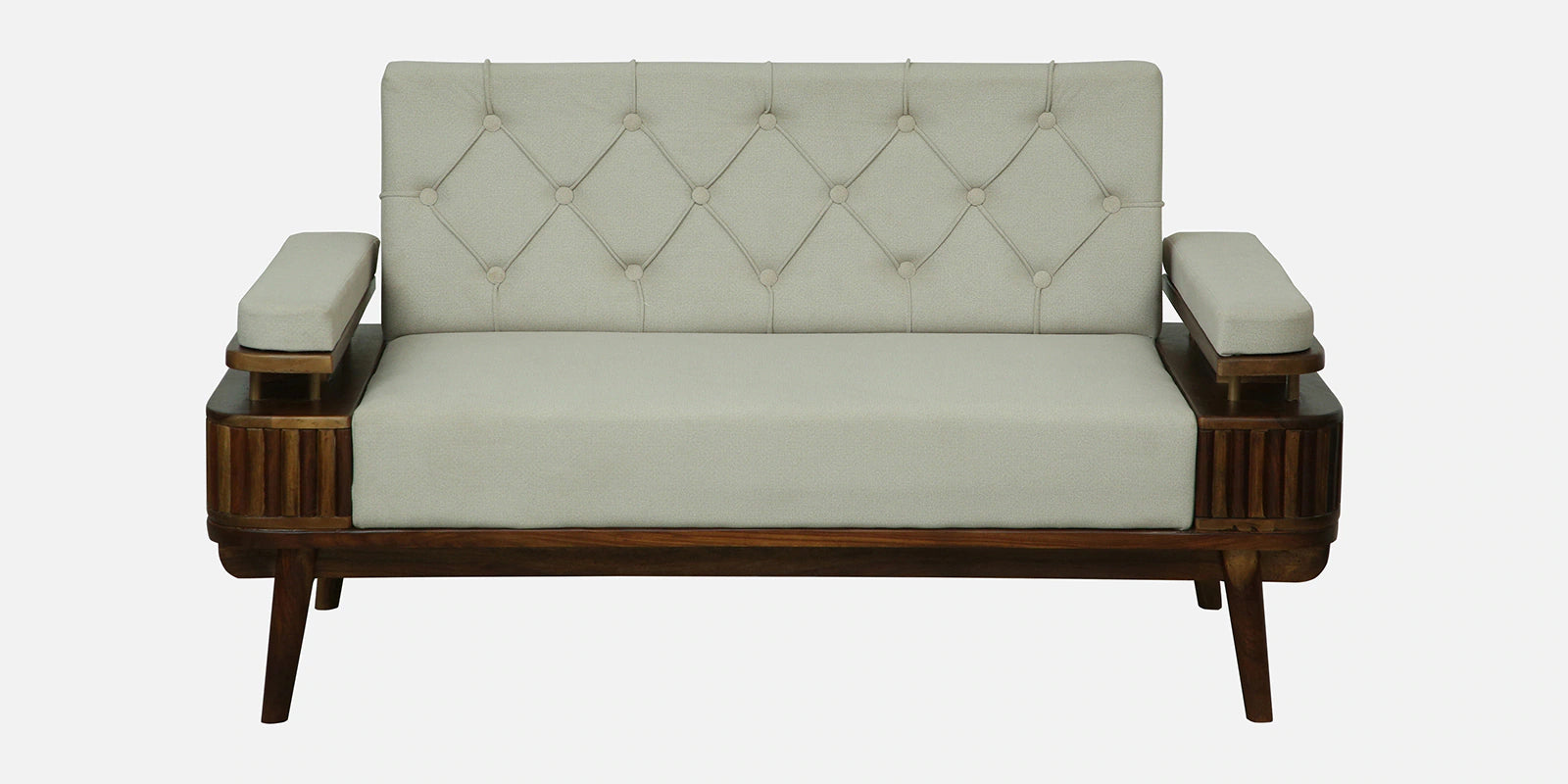 Seravu Sheesham Wood 2 Seater Sofa In Beige Colour